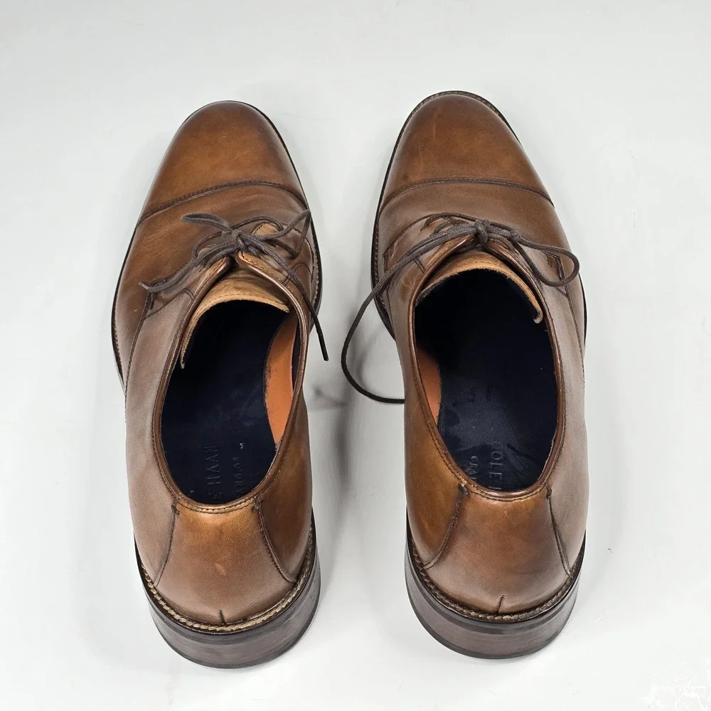 Cole Haan Shoes Mens 12M British Tan Leather Cap Toe Oxford Derby Grand OS C1163